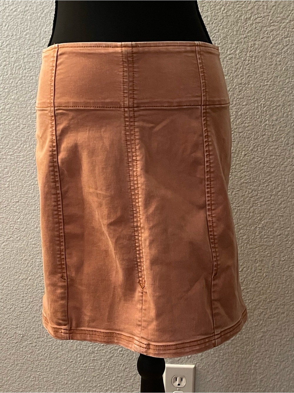 Free People Panel-Seamed Mini Skirt in Dusty Peach